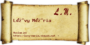 Lévy Mária névjegykártya